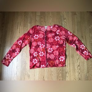Vintage J. Jill red floral button up blouse.